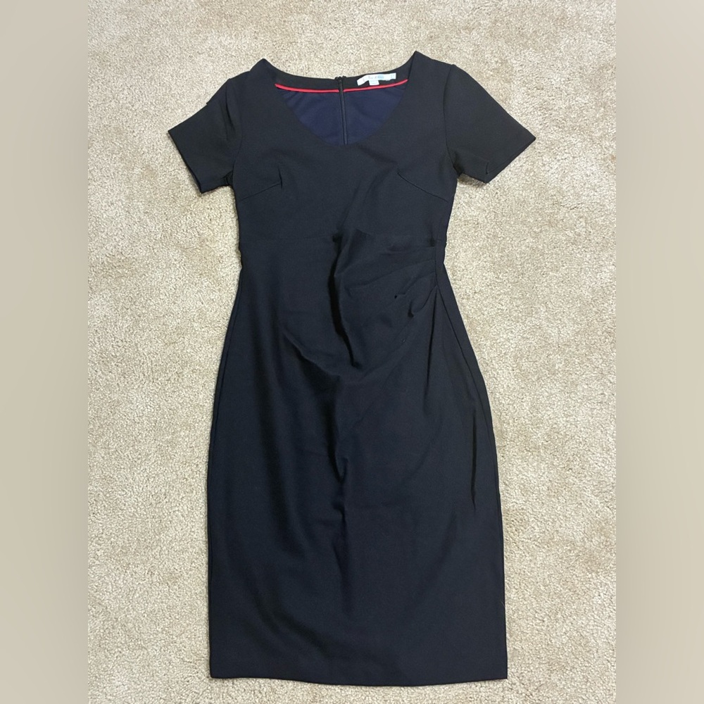 NEW Boden Madison Ponte Knee Length dress black v neck work wear professional 6